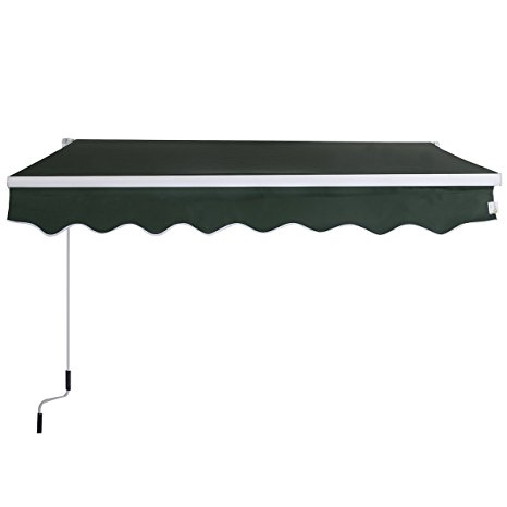 Goplus Manual Patio 6.4'×5' Retractable Deck Awning Sunshade Shelter Canopy Outdoor New (Green)