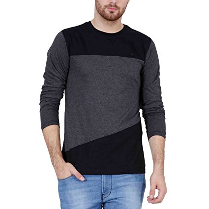 Fashion Freak Full Sleeve T Shirt For Men Cross Pattern Style Grey Black Colour (FF008)