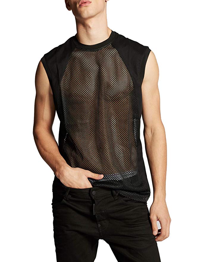 TRENDIANO2 Sleeveless Mesh Tank Tops for Men Breathable Gym Workout Muscle Shirts