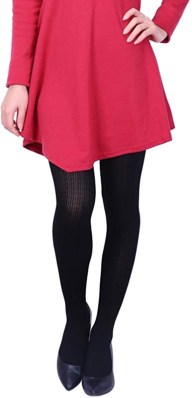 HDE Women's Knit Winter Tights Herringbone Textured Opaque Spandex Stockings