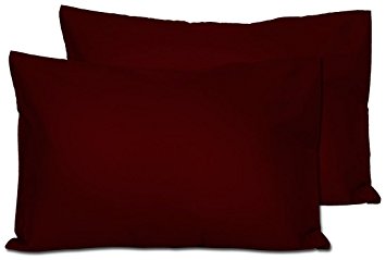 2 Dark Maroon Toddler Pillowcases - Envelope Style - For Pillows Sized 13x18 and 14x19 - 100% Cotton With Sateen Weave - Machine Washable - 2 Pack