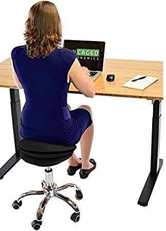 Uncaged Ergonomics WSA-b WOBBLE STOOL AIR Rolling Adjustable Height Active Sitting Balance Ball Office, Standing, Stand Up Desk Chair with Wheels Swivel Stable Rocking Tilting Black