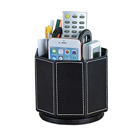 Daixers PU Leather Rotatable Remote Control Holder Storage Container for TV Remote Phone Caddy Eyeglasses
