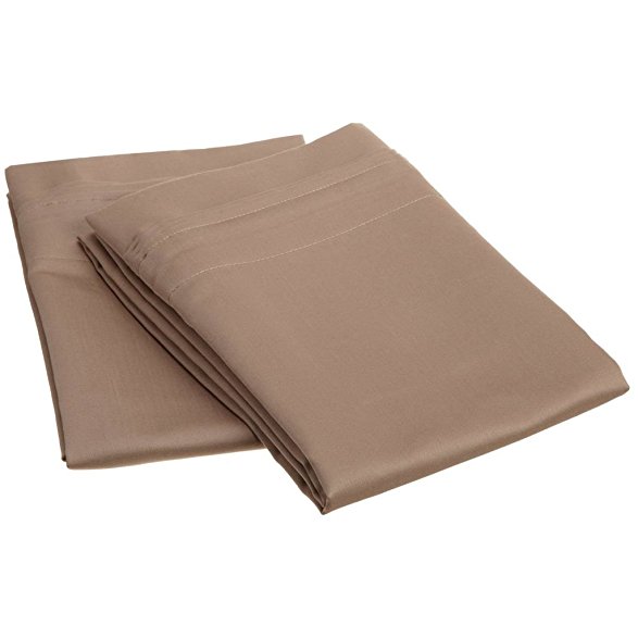 1000 Thread Count 100% Egyptian Cotton, Single Ply, Standard 2-Piece Pillowcase Set, Solid, Taupe