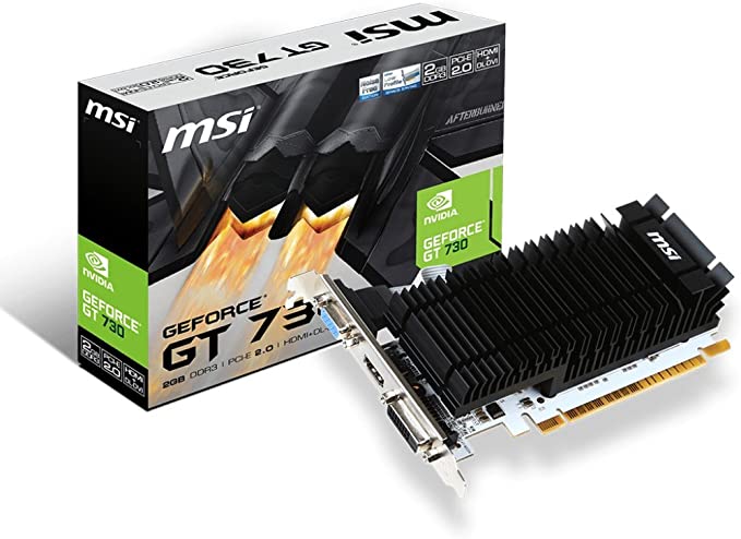 MSI NVIDIA GEFORCE GT 730 N730K-2GD3H/LP Graphics Card '2GB DDR3, 902MHz, Low Consumption, VGA, DVI-D, HDMI, HTPC, Silent Passive Fanless Cooling System'