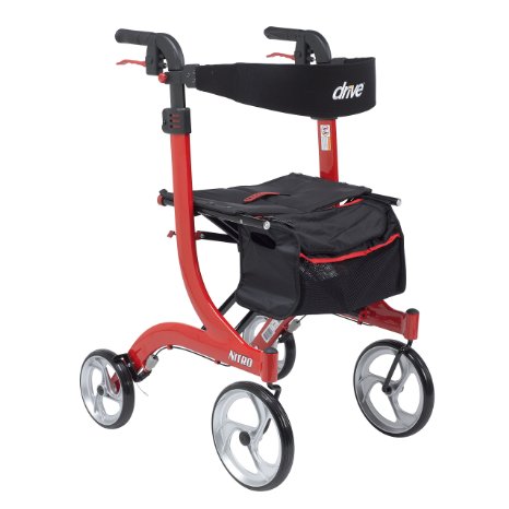 Drive Medical RTL10266-T Nitro Euro Style Walker Rollator, Tall, Red