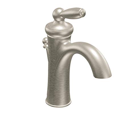 Moen 6600BN Brantford One-Handle Low-Arc Bathroom Faucet with Drain Assembly, Brushed Nickel