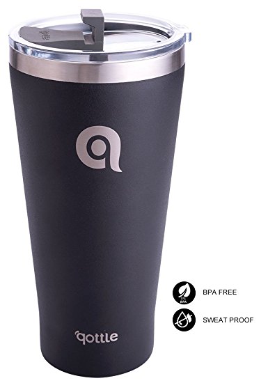 qottle 30oz Double-wall Vacuum Insulated Tumbler - Stainless Steel Coffee Travel Mug-Black
