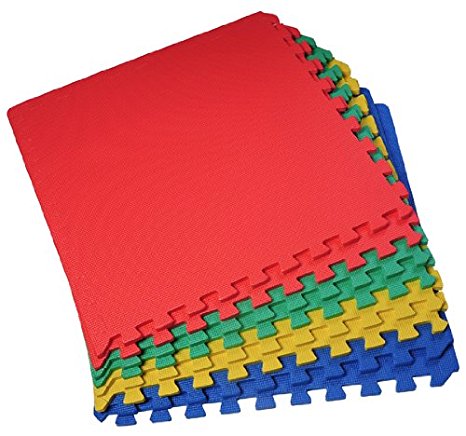 Homcom 32 SQ FT Interlocking Floor Foam Play Mat Mats - EVA - Mulit-Coloured - Set of 8