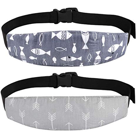 Accmor Baby Carseat Head Support Band Strap 2 Pack for Carseats Stroller Headrest Sleeping Neck Relief Head Strap for Toddler Child Kids Infant(Grey)