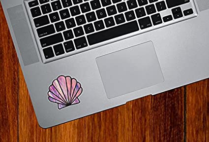 Shell - Scallop Seashell - Stained Glass Style Vinyl Trackpad Tablet Phone Decal - Yadda Yadda Design Co. (Small, 2"w x 1.75"h) (Pink)