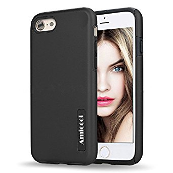 iPhone 7 Case,Amicool Shockproof Armor Bumper, Hybrid Dual Layer Defender Ultra Slim Protective Cover for Apple iPhone 7 (4.7 inch ) 2016 (Black)