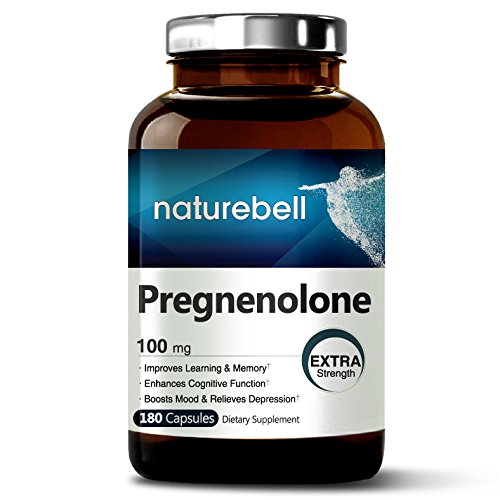 Maximum Strength Pregnenolone 100mg, 180 Capsules, Powerfully Enhances Cognitive Function, Immune System, Myelination and Formation of New Synapses. Non-GMO, Soy Free and Made in USA.