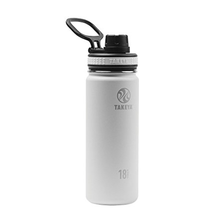 Takeya Originals Insulated Stainless Steel Water Bottle, 18 oz, White