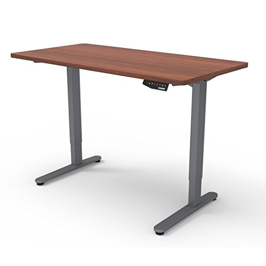 Flexispot Height Adjustable Desk Frame, 48"H Electric Sit Stand Desk Base (Grey Frame   Mahogany Top)