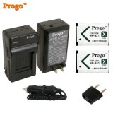Progo Power Pack Two Li-Ion Rechargeable Batteries and Pocket Travel ACDC Wall Charger with Car Adapter and US to European plug for Sony NB-BX1 DSC-RX1 DSC-RX1R DSC-RX100 DSC-RX100 II DSC-HX300 DSC-WX300 DSC-HX300 DSC-HX50V HDR-AS10 HDR-AS15 HDR-GW66