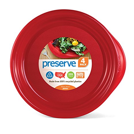 Preserve Everyday 9.5 Inch Plates, Set of 4, Pepper Red