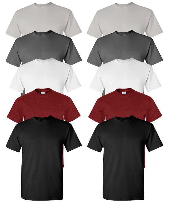 Gildan Mens Heavy Cotton T-Shirt 10 Pack