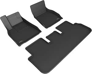 3D MAXpider Custom Fit Kagu Floor Mat (Black) Compatible with Tesla Model S 2021-2024 - Full Set