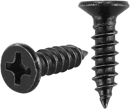 JQK #8 x 3/4" Black Screw, Flat Head Phillips Wood Screw 18-8 S/S Electroplating Black Stainless Steel, 8 x 3/4-Inch, 100-Piece, SB4220-P100