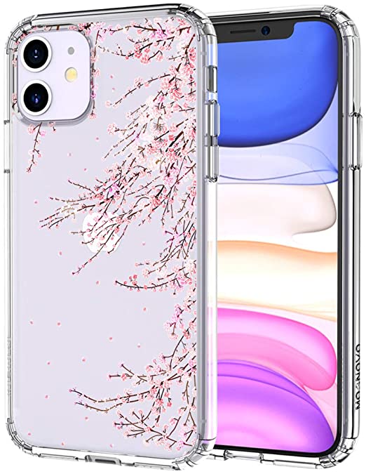 MOSNOVO iPhone 11 Case, Cherry Blossom Floral Flower Clear Design Transparent Plastic Hard Back Case with TPU Bumper Protective Case Cover for Apple iPhone 11 (2019)