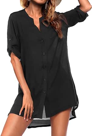 Ekouaer Bathing Suit Cover Up Swimsuit Coverup for Women Button Down Bikini Beachwear