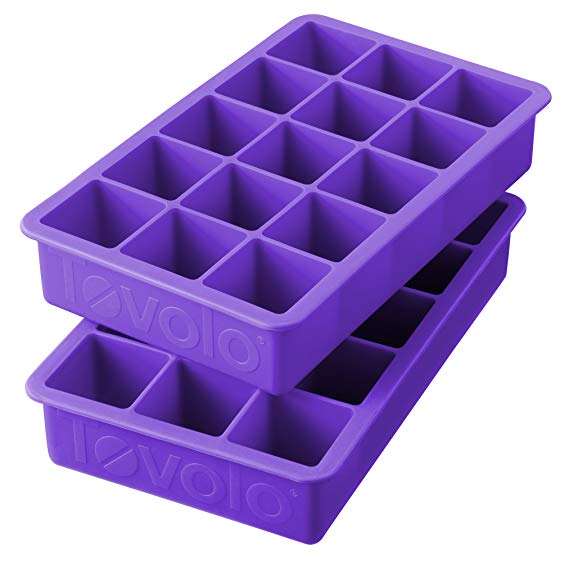 Tovolo Perfect Cube Ice Trays, Silicone, Easily-Removable, Vivid Violet, 1.25" Cubes - Set of 2