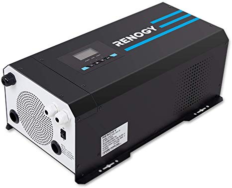 Renogy 3000 Watt 12V DC to 120V AC Pure Sine Wave Inverter Charger w/LCD Display Lithium Battery Compatibility 9000W Surge ETL Listed UL458