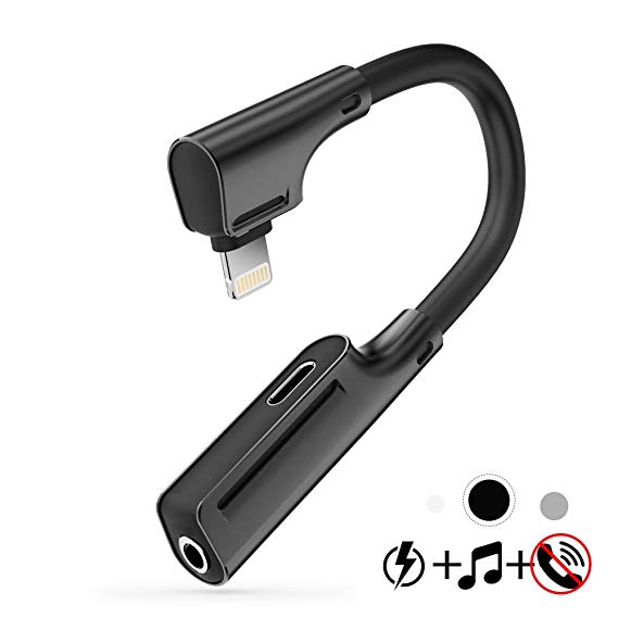 Headphone Adapter for iPhone,3.5mm Headphone Jack Adaptor & Charger Splitter Compatible with iPhone 11 Pro/11 Pro Max/11/XS/XS Max/XR/8/8Plus/7/7Plus,Music and Charging Connector,Support All iOS