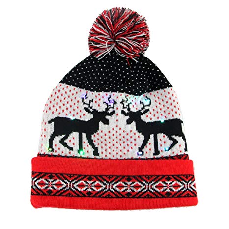 Vakabva LED Womens Beanie Hats Winter Beanie Light Up Knit Hat Beanie for Women One Size Parties