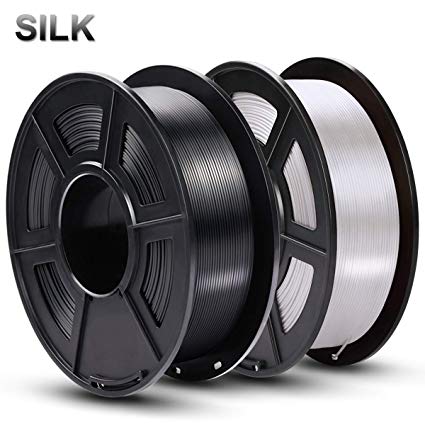 SUNLU Silk PLA Filament 1.75mm, 3D Printer Filament Silk, Silky Shiny Filament PLA for 3D Printers and Pens, 2kg(4.4Lbs)/Spool, Silk Black White