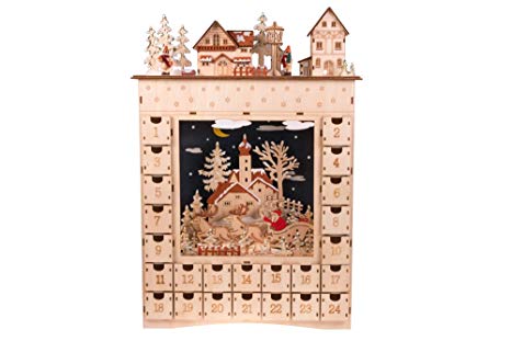 Clever Creations Village Advent Calendar from 24 Day Diorama Wooden Christmas Countdown | Premium Holiday Décor | Wood with Painted Details | 100% Wood Construction | Measures 13” x 19.75” x 3”