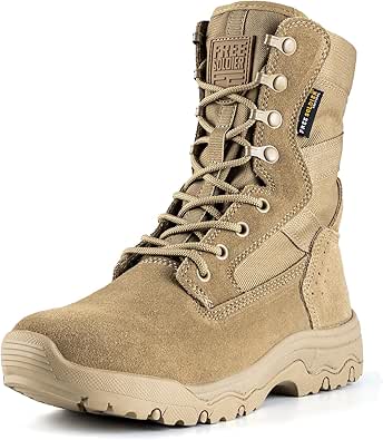 FREE SOLDIER Women’s Tactical Boots 8 Inches Lightweight Combat Boots Durable Military Work Outdoors Boots Desert Boots for Women