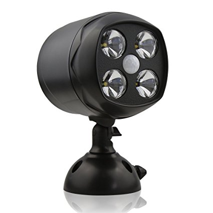 Aityvert LED Motion Sensor Spotlight 600Lumen Wireless Weatherproof Ultra Bright Outdoor Light Black 1 Pack