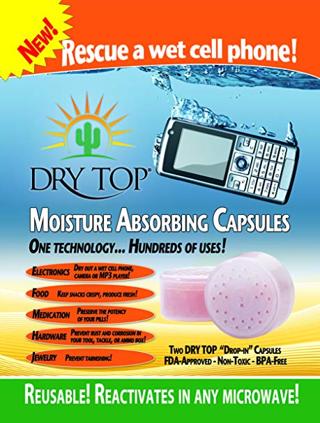 "Rescue a Wet Cell Phone Kit" DRY TOP Reusable Silica Gel / Desiccant Capsules