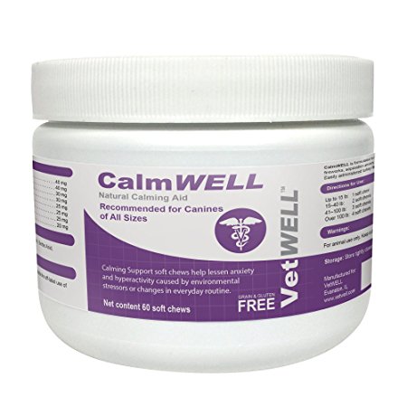VetWELL CalmWELL - Dog Anxiety Relief Supplement - Calming Treats for Dogs - 60 Grain Free Calming Chews