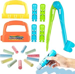 Chuangdi 22 Pcs Sidewalk Chalk Holder with Sidewalk Chalk 8 Pcs Chalk Rake for Kids with 14 Pcs Colored Chalk for Office Classroom Writing Drawing Adults Teachers Kids Students Gifts Favors Supply