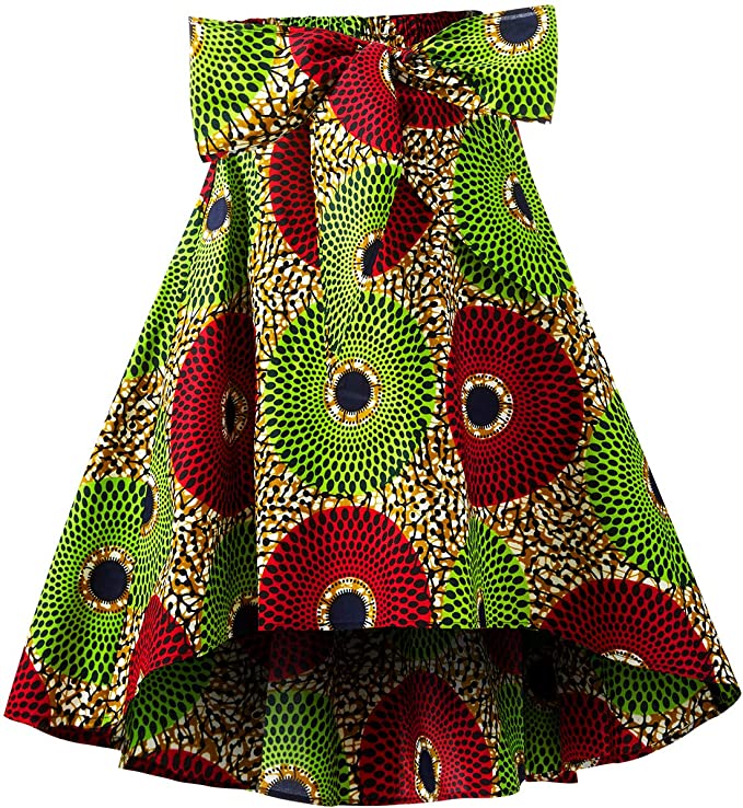Shenbolen Women African Traditional Costume Flower Print Casual Dashiki Skirt