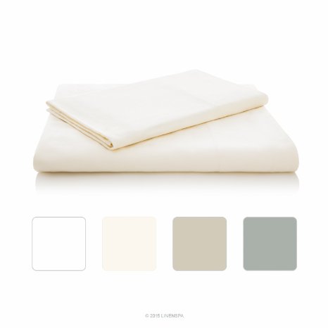 LINENSPA Ultra Soft Luxury 100 Rayon from Bamboo Sheet Set - Queen - Ivory