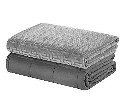 MerryLife Heavy Weighted Blankets & Duvet Cover Combo | Cool, Breathable | 12 lbs, 15 lbs, or 21 lbs. (48" 72" 15lbs,Grey)