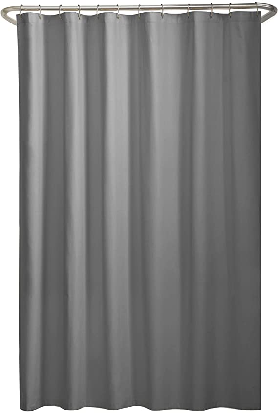 Water Repellent Fabric Shower Curtain or Liner, 70 x 72 Inches, Grey