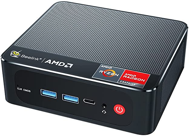 Beelink SER Mini PC AMD Ryzen 7 3750H 4C/8T Windows 10 Pro Desktop Computer, 16 GB RAM   512 GB SSD, Radeon RX Vega 10 Graphics, Dual HDMI and USB-C 4K@60Hz Output, Dual WiFi - BT, Auto Power On