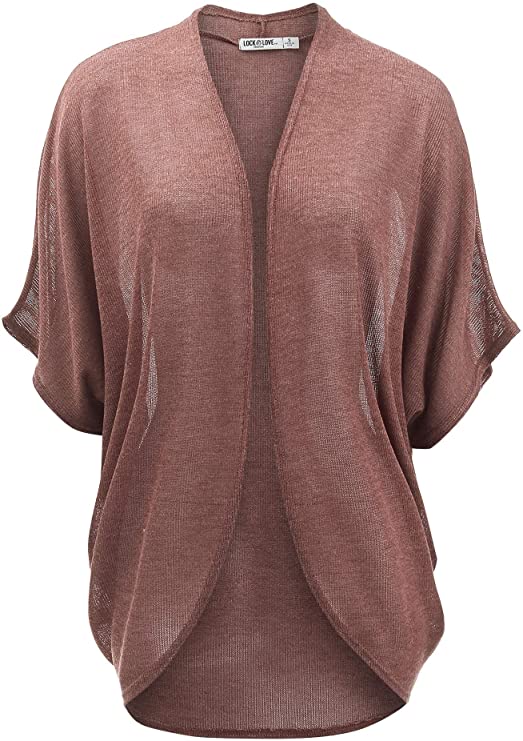 Womens Short Sleeve Open-Front Batwing Cardigan - Made in USA