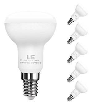 LE 5 Pack E14 LED Light Bulbs, 45W Incandescent Bulbs Equivalent, 6W R50 Reflector Bulb , 450lm, Warm White, 2700K, 120° Flood Beam