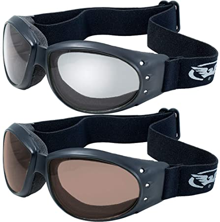 Global Vision (2 Goggles) Motorcycle ATV Riding Clear Mirror and Driving Mirror Glasses Sunglasses