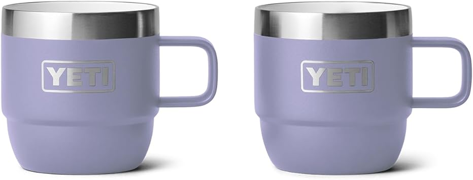 YETI Rambler 6 oz Stackable Mug, Stainless Steel, Vacuum Insulated Espresso/Coffee Mug, 2 Pack, Cosmic Lilac