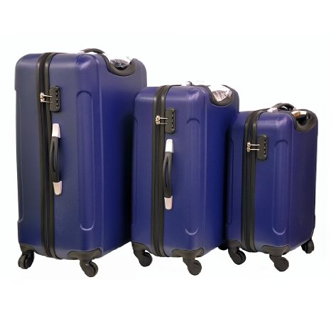 LIMITED OFFER [Lifetime Warranty]Vesgantti ® Set of 3 (20/24/28 inch) Light Weight Hardshell Travel Luggage Suitcase, Trolley Cases Bag, Carry-on and Checked Baggage, With 4 Twin-spinner Wheels (Deep Blue)