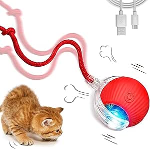 Katzenspielzeug, Geräuscharmes Katzenspielzeug Selbstbeschäftigung, Interaktives Katzenspielzeug mit USB, Intelligente Hindernisvermeidung Katzenspielzeug Elektrisch Ball, Katzenspielzeug für Katzen
