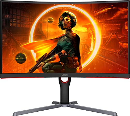 AOC Gaming CQ27G3S Frameless Curved Gaming Monitor, QHD 2K 2560x1440, 1000R VA, 165Hz 1ms, FreeSync Premium