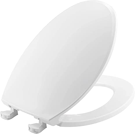 BEMIS 1800EC 000 Plastic Toilet Seat with Easy Clean & Change Hinges, ELONGATED, White - PACK OF 2